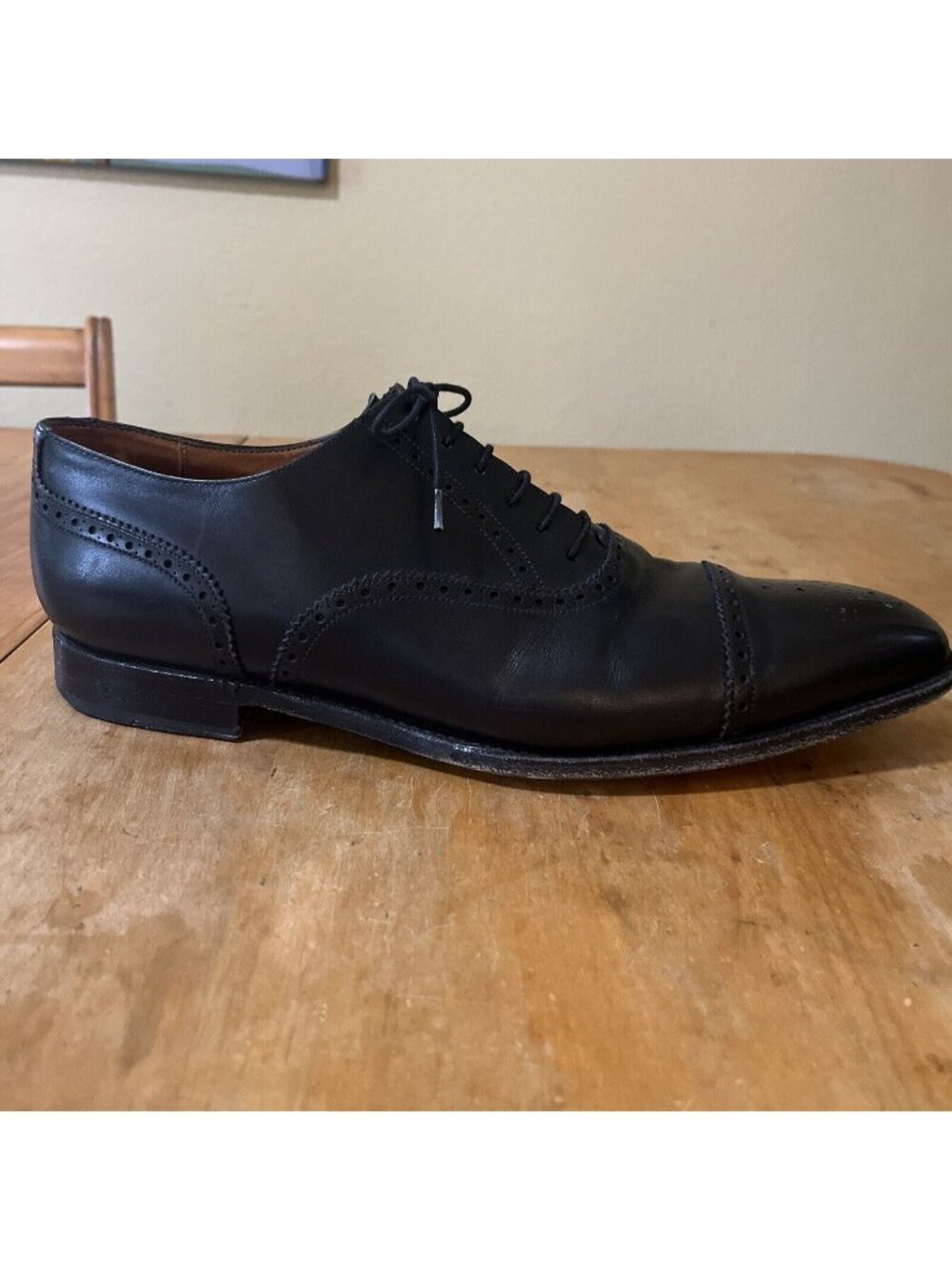 j Fitzpatrick Black Calf Leather Windermere Oxfords Mens Sz 12 E